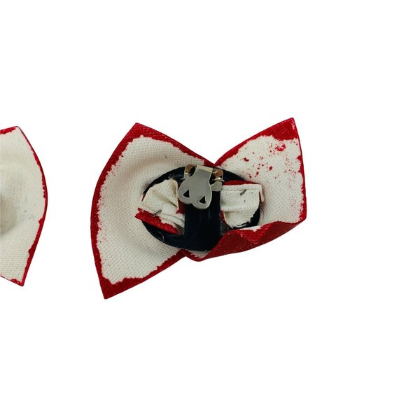 Vintage 1980s Red Bow Faux Leather Shoe Clips - Picture 5 of 6